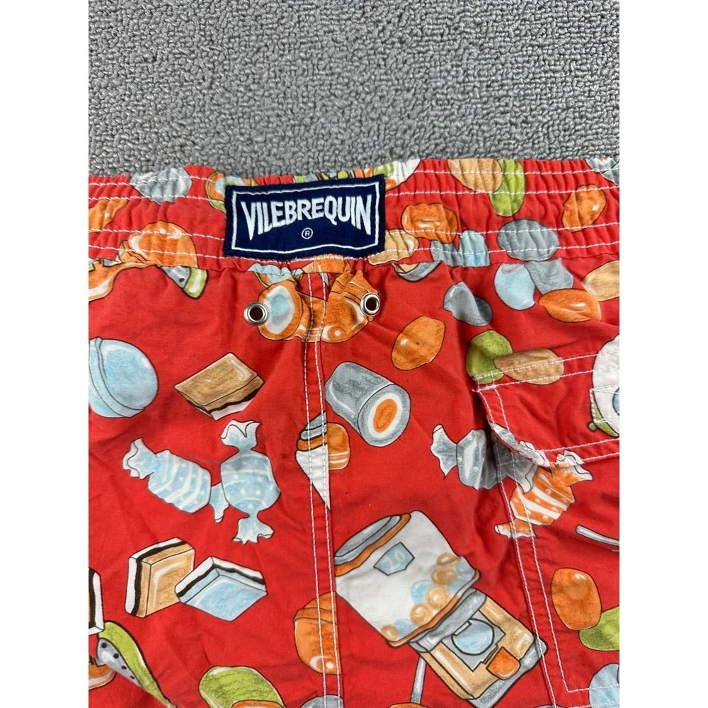 Vilebrequin‎ Swim Trunks Shorts Men XL Red Candy Print Elastic Waist Summer